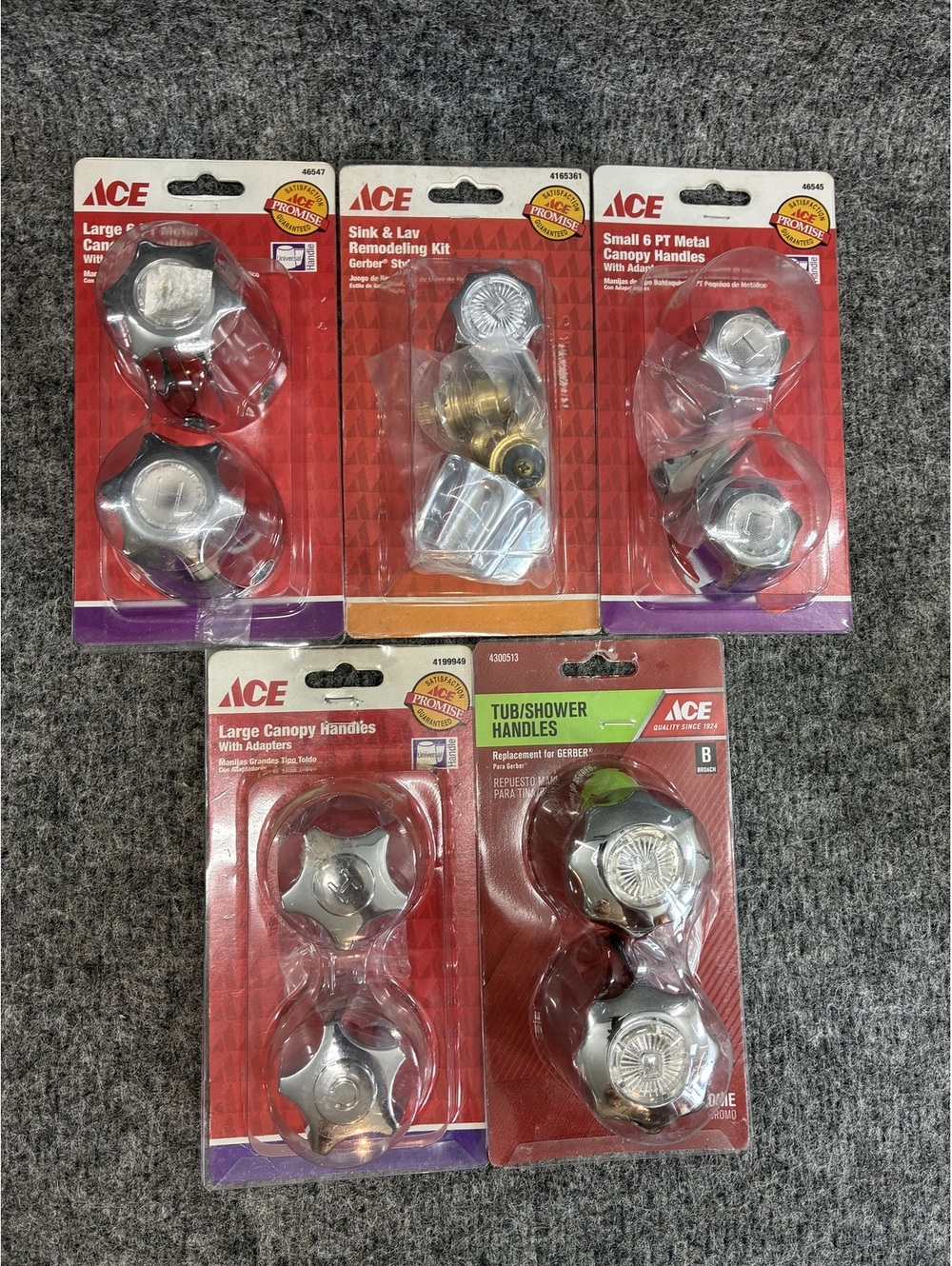 ACE Large & Small Canopy Handles with Adapters and Sink & Lav Remodeling Kit